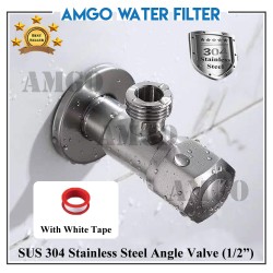 Angle Valve Water Tap (Round Handle) + White Tap