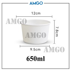 Bowl White 650ml [No Lid] (50pcs)
