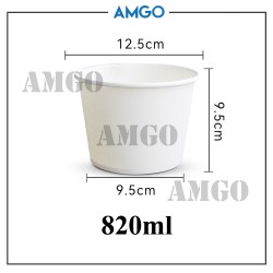 Bowl White 820ml [No Lid] (50pcs)