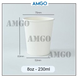 White Cup 230ml [No lid]  (50pcs)