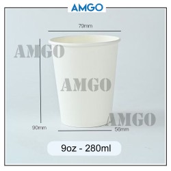 White Cup 280ml [No lid]  (50pcs)