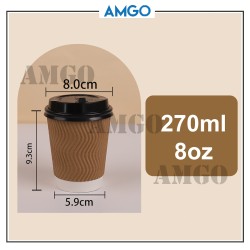 Brown cup double layer ss design 270ml [CUP ONLY] (100pcs)