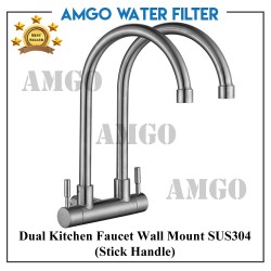 Dual Kitchen  Faucet  Wall Mount SUS304 (Stick Handle)