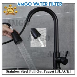Stainless Steel Kitchen Pull Out Faucet (Stick Handle)[Black]