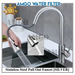 Stainless Steel Kitchen Pull Out Faucet (Stick Handle)[Silver]